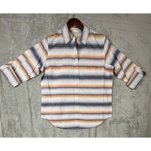 Ariat Lady Luck Shirt Women's Size Large Striped Long Sleeve Button Up Western